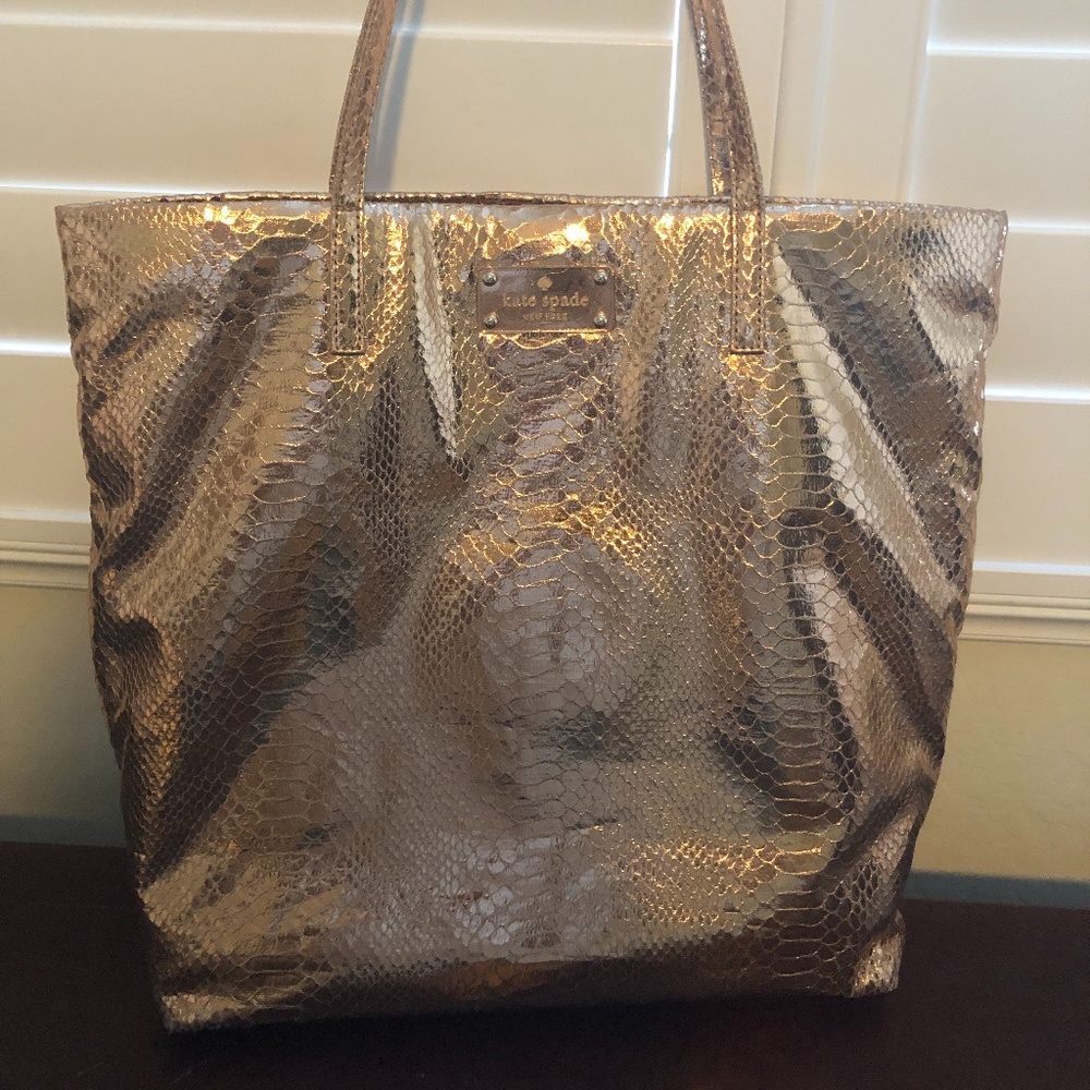 Kate Spade Foiled Again Bon Shopper Rose Gold Tote